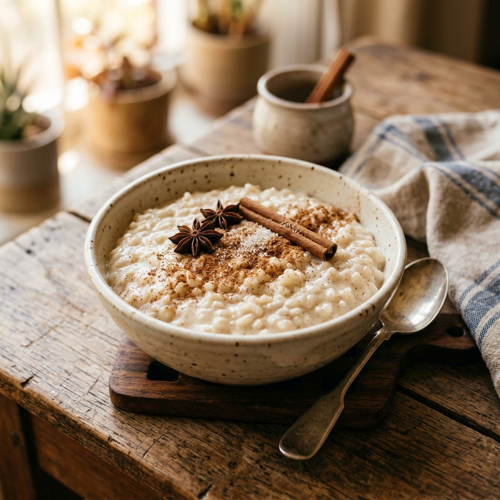 Arroz con leche cremoso con canela